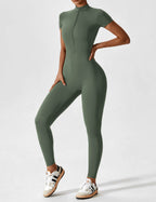 R&B | Lange Ärmel/Kurze Ärmel Reißverschluss Jumpsuit für Frauen
