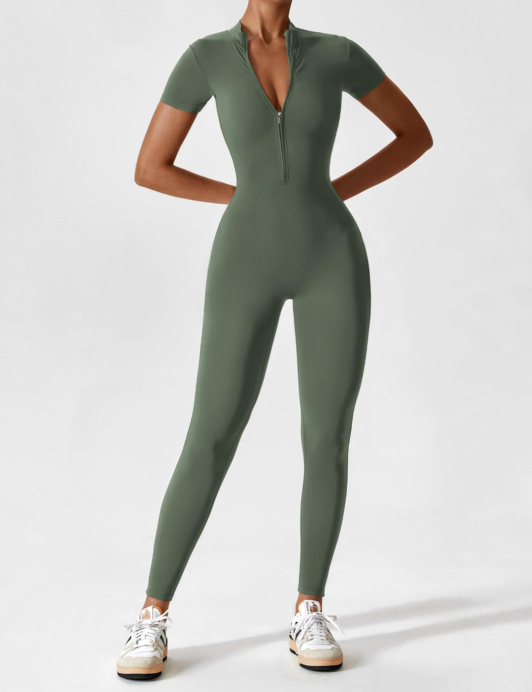 R&B - Lange Ärmel/Kurze Ärmel Reißverschluss Jumpsuit für Frauen