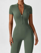 R&B | Lange Ärmel/Kurze Ärmel Reißverschluss Jumpsuit für Frauen