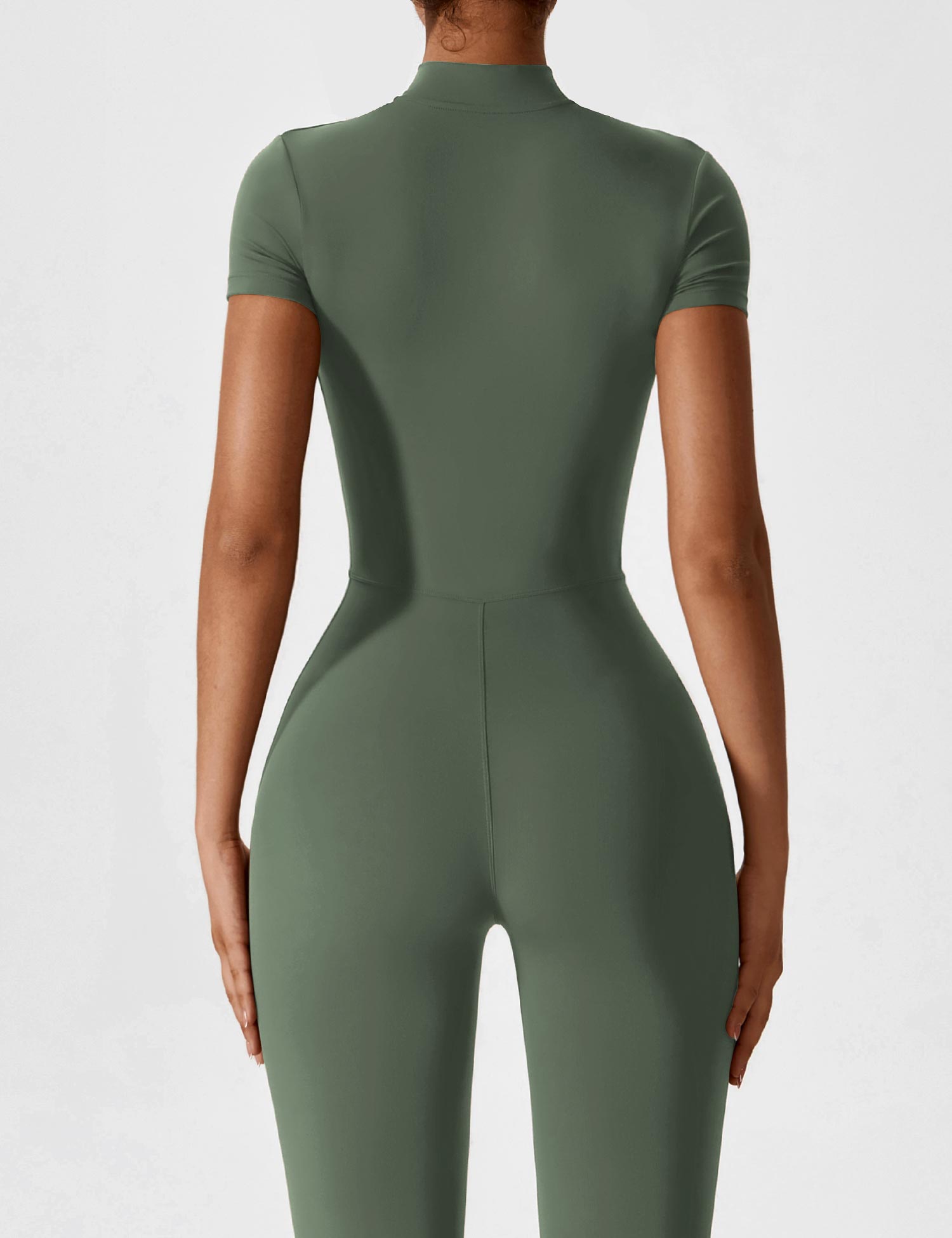 R&B | Lange Ärmel/Kurze Ärmel Reißverschluss Jumpsuit für Frauen