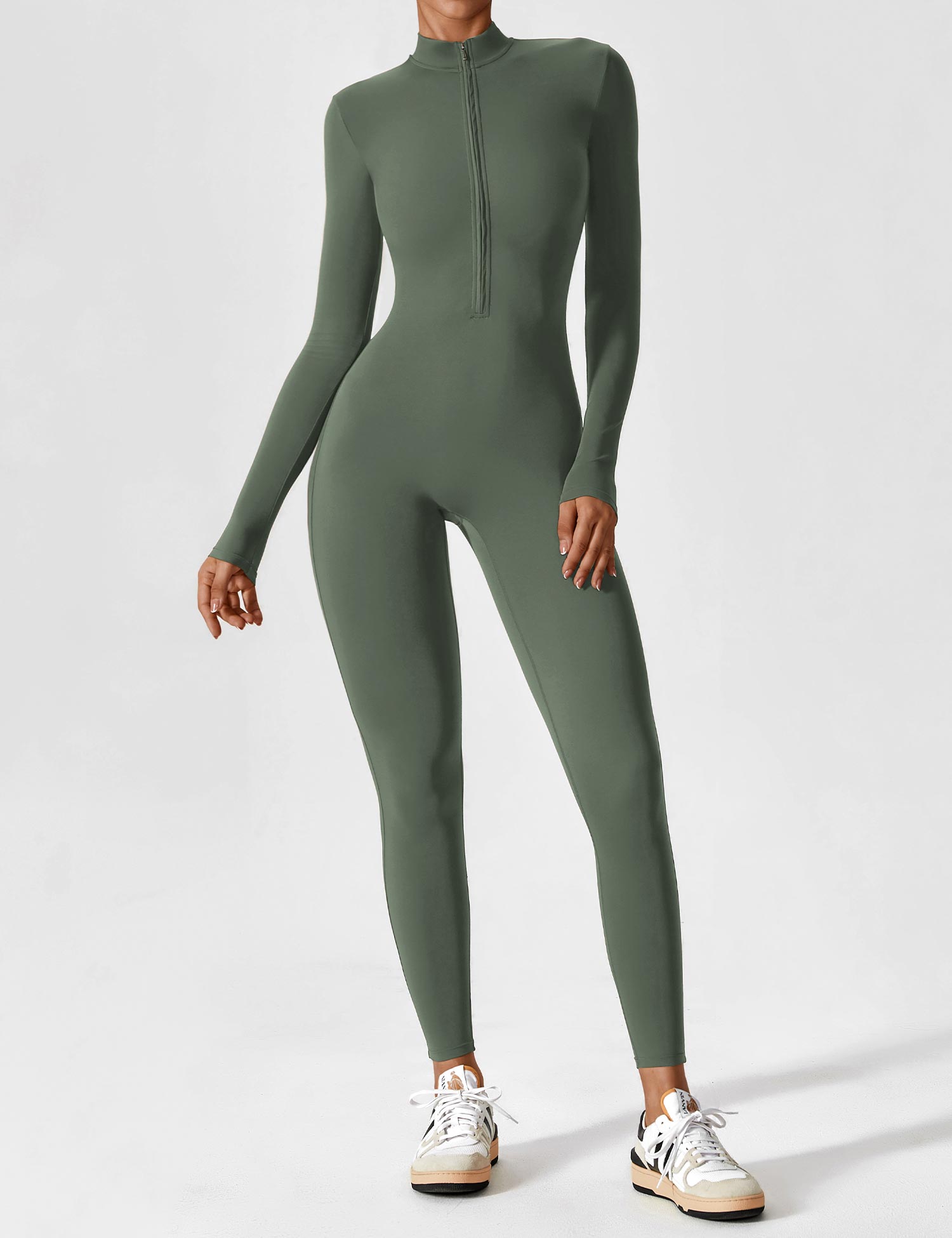 R&B | Lange Ärmel/Kurze Ärmel Reißverschluss Jumpsuit für Frauen