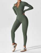 R&B | Lange Ärmel/Kurze Ärmel Reißverschluss Jumpsuit für Frauen