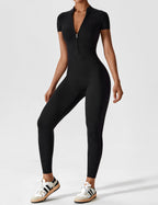 R&B | Lange Ärmel/Kurze Ärmel Reißverschluss Jumpsuit für Frauen