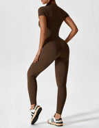 R&B | Lange Ärmel/Kurze Ärmel Reißverschluss Jumpsuit für Frauen