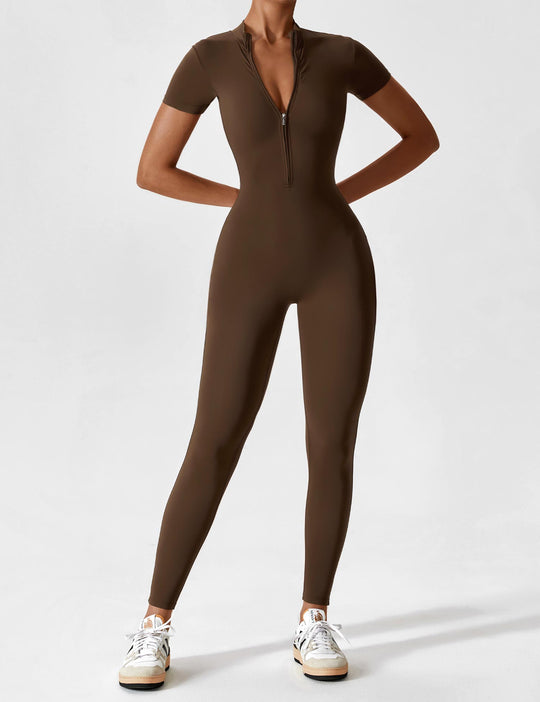R&B - Lange Ärmel/Kurze Ärmel Reißverschluss Jumpsuit für Frauen