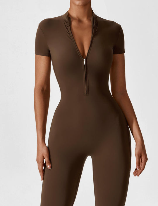 R&B - Lange Ärmel/Kurze Ärmel Reißverschluss Jumpsuit für Frauen