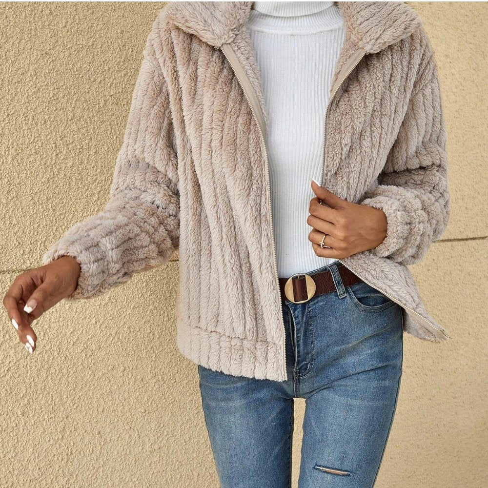 R&B | Lässige Plüsch Strickjacke