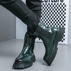 Lederstiefel mit runder Spitze R&B