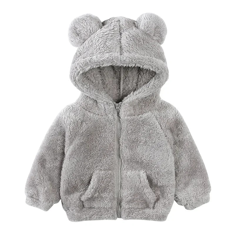 R&B Comfort Modische Bären-Kinderjacke aus dickem Samt