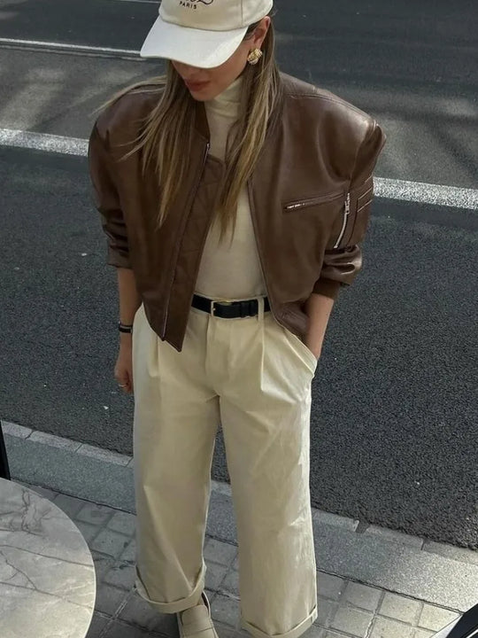R&B | Leder Bomberjacke