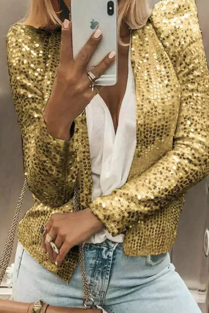 R&B | Pailletten-Strickjacke für Frauen :Be Trendy 2024