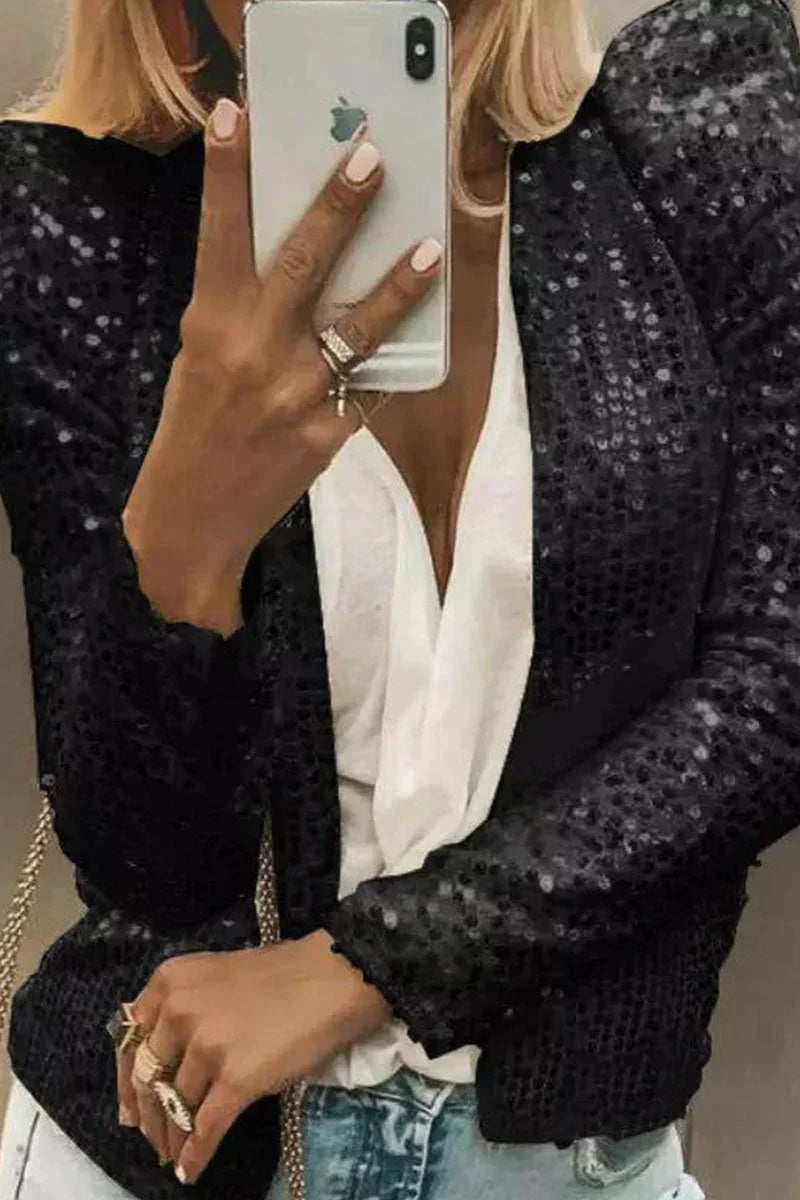 R&B | Pailletten-Strickjacke für Frauen :Be Trendy 2024