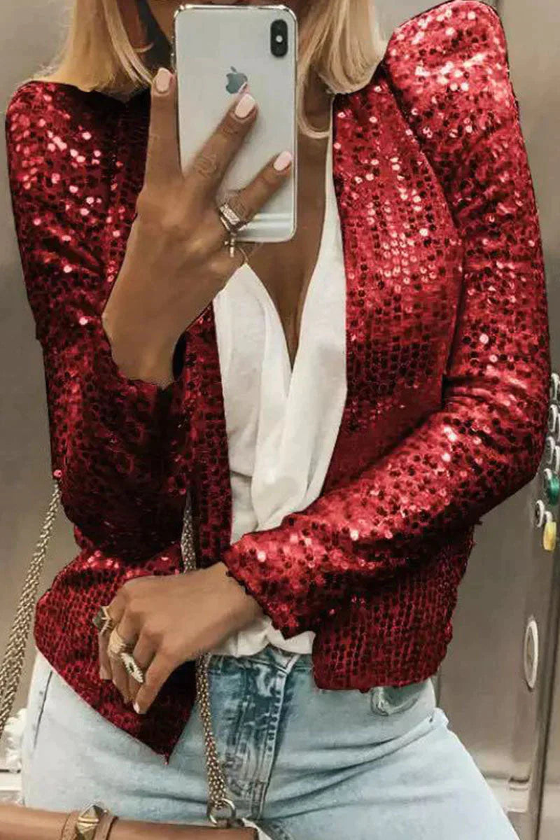 R&B | Pailletten-Strickjacke für Frauen :Be Trendy 2024