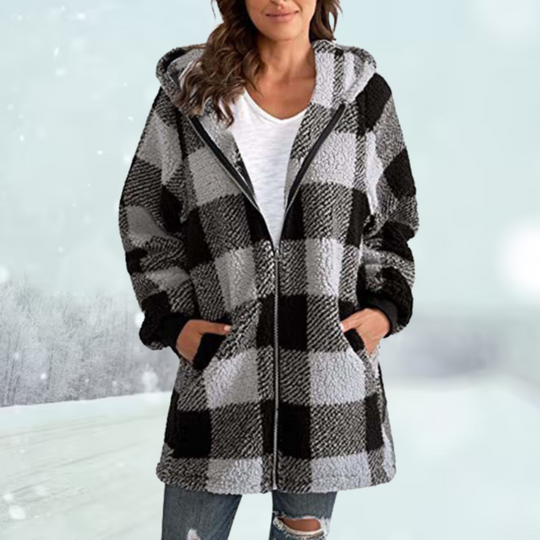 R&B | Gemütliche karierte Jacke mit Kapuze: Wintersaison 2024